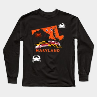 MARYLAND STATE AND FLAG DESIGN Long Sleeve T-Shirt